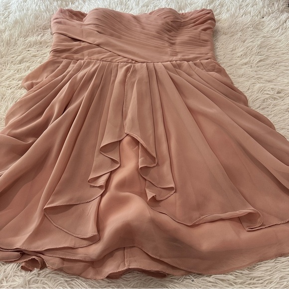 David’s Bridal Strapless Blush Pink Chiffon Pleated Cocktail Dress XL (EUC) - Picture 12 of 14